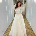 Boho Romantic Wedding Dresses Mermaid High Neck Long Sleeves Exquisite Lace Appliques Princess Style Beach Mopping Bride Gowns