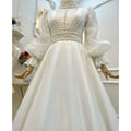 Elegant Muslim Wedding Dresses for Bride A-Line Organza Robe De Mariée Full Sleeves Dubai Arabic Bridal Gowns