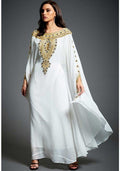 Dubai Moroccan Kaftan White Evening Dress Gold Lace Applique Beaded Blue Black Evening Gown Plus Size Formal Maxi Dress