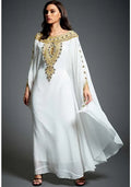 Dubai Moroccan Kaftan White Evening Dress Gold Lace Applique Beaded Blue Black Evening Gown Plus Size Formal Maxi Dress