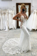 LORIE Elegant Mermaid Wedding Dress Spaghetti Strap Lace Appliques Bride Dresses Puff Tulle Wedding Bridal Gowns