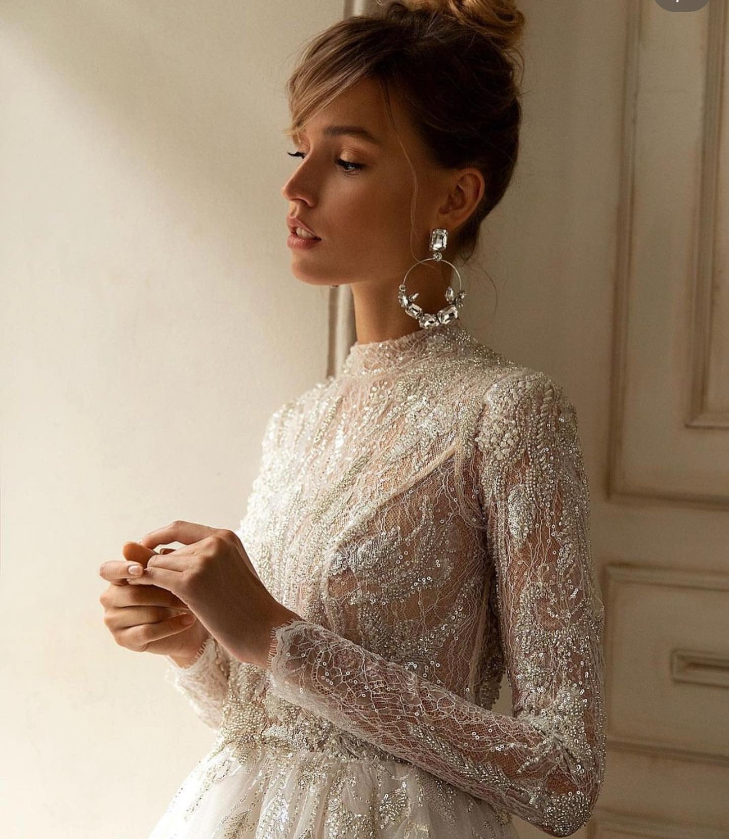 Gorgeous Wedding Dresses A-Line High Neck Bridal Gowns For Formal Party Long Sleeves Lace Appliques Luxury Vestidos De Novia