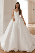 Extra Convertible Wedding Dress Princess Mermaid Bow Simple Satin Vestido De Novia Court Train Dress Bridal Gown