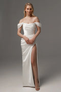 Wedding Dress with Detachable Straps Mermaid Vestido De Novia Satin Princess Court Train Dress Bridal Gown Bow Simple