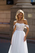 BEACH Elegant Lace Appliques Off The Shoulder Wedding Bridal Gowns Backless A-Line Sweep Train Bride Dress vestidos largos