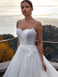 Simple Elegant A swing wedding dress Sexy Italian strap V-neck backless with floor length beach garden bridal party dress