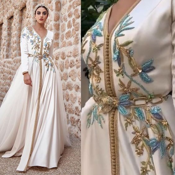 Moroccan Kaftan Evening Dress Lace Appliques Dubai Arabic Special Occasion Gowns A-line Muslim Wedding Prom Party Gown