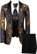 Floral Formal Suits for Men 3 Pieces Shawl Lapel Wedding Groom Tuxedo Italian Style Suit Jacket with Vest Pants Fashion 2024