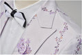 New Series Men Suits Blazer Beautiful Lilac Purple Floral Pattern Tuxedos 3 Pieces Formal Party Costume Homme Slim Fit