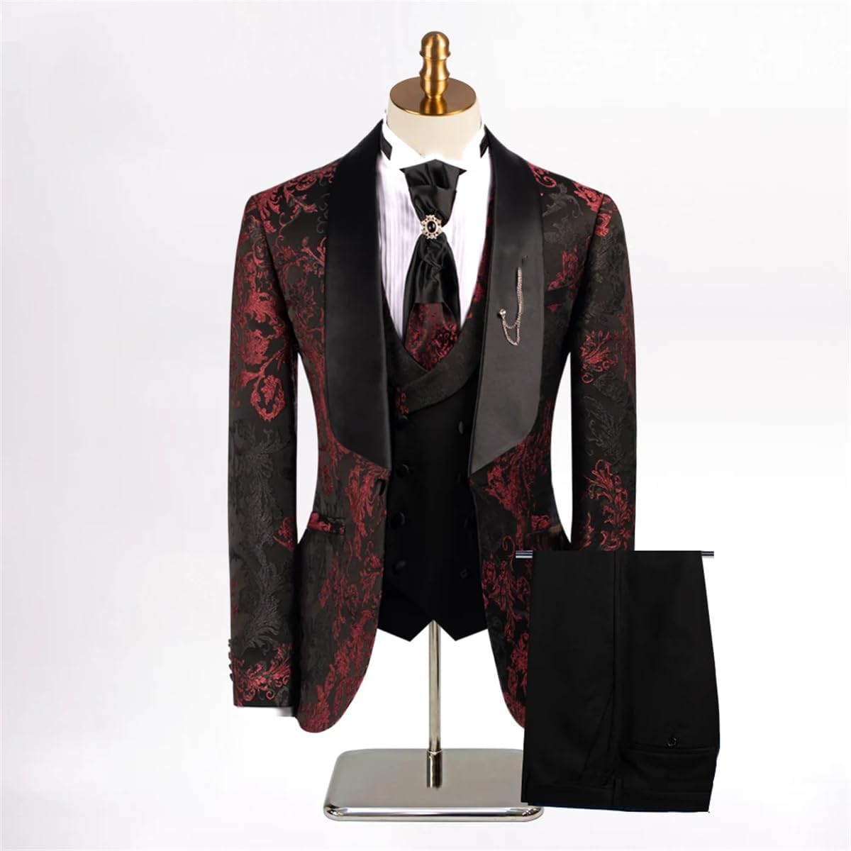 Floral Formal Suits for Men 3 Pieces Shawl Lapel Wedding Groom Tuxedo Italian Style Suit Jacket with Vest Pants Fashion 2024