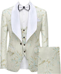 New Series Men Suits Blazer Beautiful Lilac Purple Floral Pattern Tuxedos 3 Pieces Formal Party Costume Homme Slim Fit