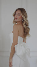 Ribbon-Back Dreamy Wedding Dress Princess Vestido De Novia Train Dress Satin Bow Court Simple Bridal Gown