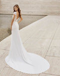 Elegant A-Line Satin Wedding Dresses Short Sleeves Scoop Neck Bridal Gowns Sexy Backless Beach Brides Dress Robes de marié