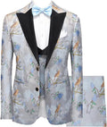 New Series Men Suits Blazer Beautiful Lilac Purple Floral Pattern Tuxedos 3 Pieces Formal Party Costume Homme Slim Fit