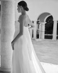 Detachable Sleeves and Detachable Georgette Train Wedding Dress Modern Mermaid Satin Bridal Gown Princess Court Train Bow Vestido De Novia