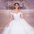 Luxury Beaded Lace Wedding Dresses New Elegant Off Shoulder Tulle Bridal Wedding Gowns Sweetheart Princess Bridal Dress