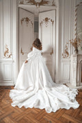 Light Ivory Wedding Dress Court Train Simple Bow Satin Vestido De Novia Mermaid Skirt PrincessDress Bridal Gown