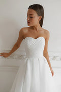 Light Ivory Wedding Dress Court Train Simple Bow Satin Vestido De Novia Mermaid Skirt PrincessDress Bridal Gown