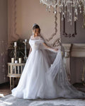 Elegant A line Wedding Dresses Illusion O Neck Long Sleeves Pearls Beads Detail designer Bridal Gowns Custom De Mariee