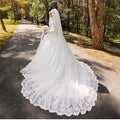 Vinca sunny Muslim Wedding Dresses Long Sleeve De Noiva Robe De Mariage Arabic Luxury Long Trail Lace Bridal Dress Wedding Gown Ivory