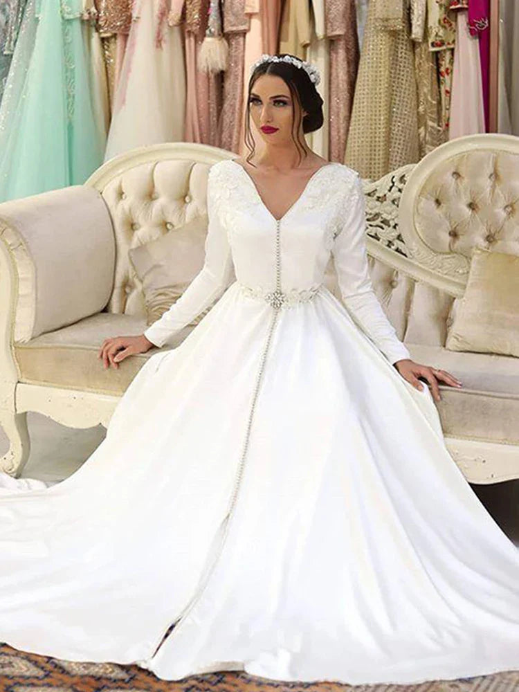 Moroccan caftan Evening Dresses V Neck Appliques Mother Dress Arabic Muslim Special Occasion Dresses Party Gowns