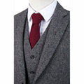 Vintage Grey Wool Tweed Business Men Suits Wedding Suits For Man Bridegroom Groom Wear Blazer Slim Fit Custom Made Tuxedo