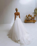 Simple Pleat Tulle Strapless Wedding Dresses Side Split Sweetheart Beach Bride Dress Elegant Sleeveless t Boho Robe De Mariee