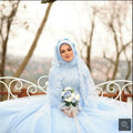 Robe De Soiree Arabic Muslim Long Sleeve High Neckline Wedding Dresses 2022 Ball Gown For Women Dress Including Veils and Scarf