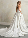 Stunning Wedding Dress Bow Court Train Dress Mermaid Modern Satin Vestido De Novia Satin Princess Gown