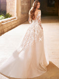 Romantic Wedding Dress For Bride Long Sleeves Sexy Backless Bride Gowns Lace Applqiue A-Line Princess vestidos de novia