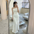 One Shoulder Wedding Dress Korea Photo Shoot Mermaid Satin Floor Length Bridal Gown Custom Made To Measures Floor Length