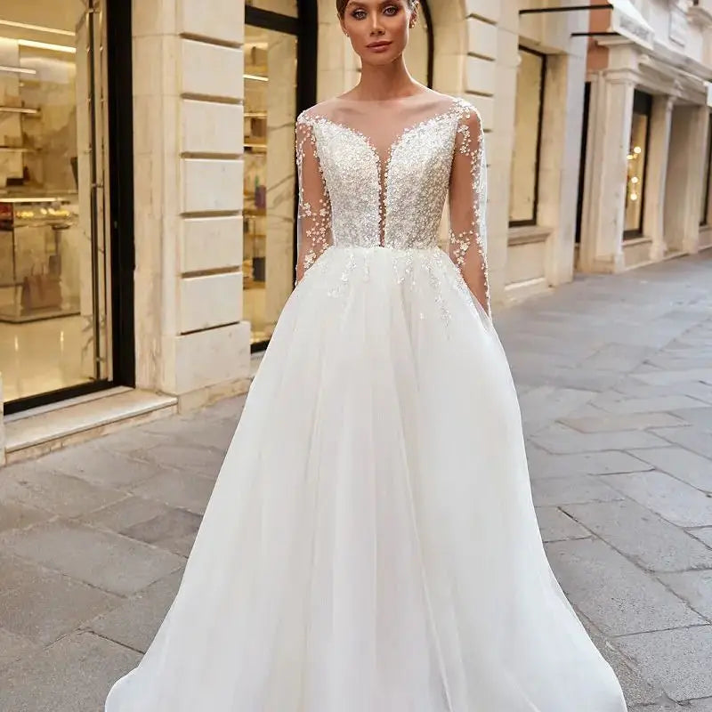 Shiny Sparkly Tulle Wedding Dress A-Line For Women Customize To Measures Buttons Gorgesou Bridal Gowns Stunning Floor Length