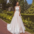 A-Line Halter Wedding Dress Bead For Bride Fashion Lace Appliques Bridal Gown Tulle Pleats Sweet Train Robe De Mariee Same As Picture Floor Length