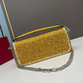 New crystal decorative leather underarm bag high quality clutch dinner bag classic chain shoulder me Gold