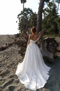 Gorgeous Off The Shoulder V-ncek Organza A Line Wedding Dresses Side Slit Back Bow Vestidos De Novia Custom Made Robe De Elegant