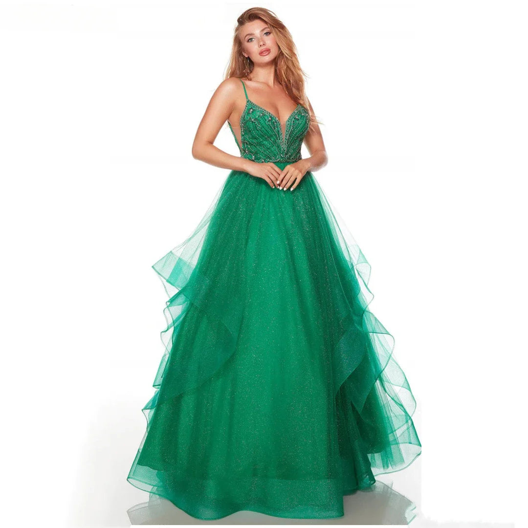 Quinceanera Formal Dresses Gala Dress for Women Wedding Party Dress Women Elegant Luxury Evening Dresses Robe Prom Gown Green