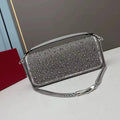 Designer's trendy luxury crystal diamond metal high-tech multi-functional shoulder slung handbag Gray