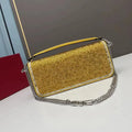 Designer's trendy luxury crystal diamond metal high-tech multi-functional shoulder slung handbag Gold