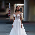 Classic Wedding Dresses Sweetheart Bridal Gowns Lace Appliques Full Sleeves Robes For Formal Party Tulle Dress Vestidos De Novia 14W