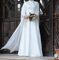 Muslim Wedding Dress Luxury Islamic Abaya White Bride To Be Dress Vestidos De Novia A-Line Dubai Arabic Bridal Gowns Ivory