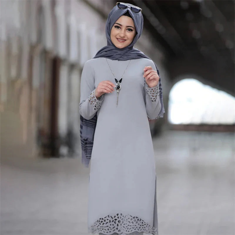 2024 Muslim Sets Abaya Women Casual Long Sleeve Tops Blouse Pants Suit Modest Clothing Islamic 2 Pieces New Autumn Dress Ramadan 02 Grey