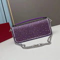 Designer's trendy luxury crystal diamond metal high-tech multi-functional shoulder slung handbag Purple