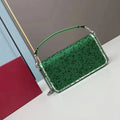 Designer's trendy luxury crystal diamond metal high-tech multi-functional shoulder slung handbag Green