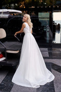 A-Line Wedding Dress V-Neck Tulle A-Line For Women Customize To Measures Floor Length Sleevelss With Belt Bridal Gowns Elegant