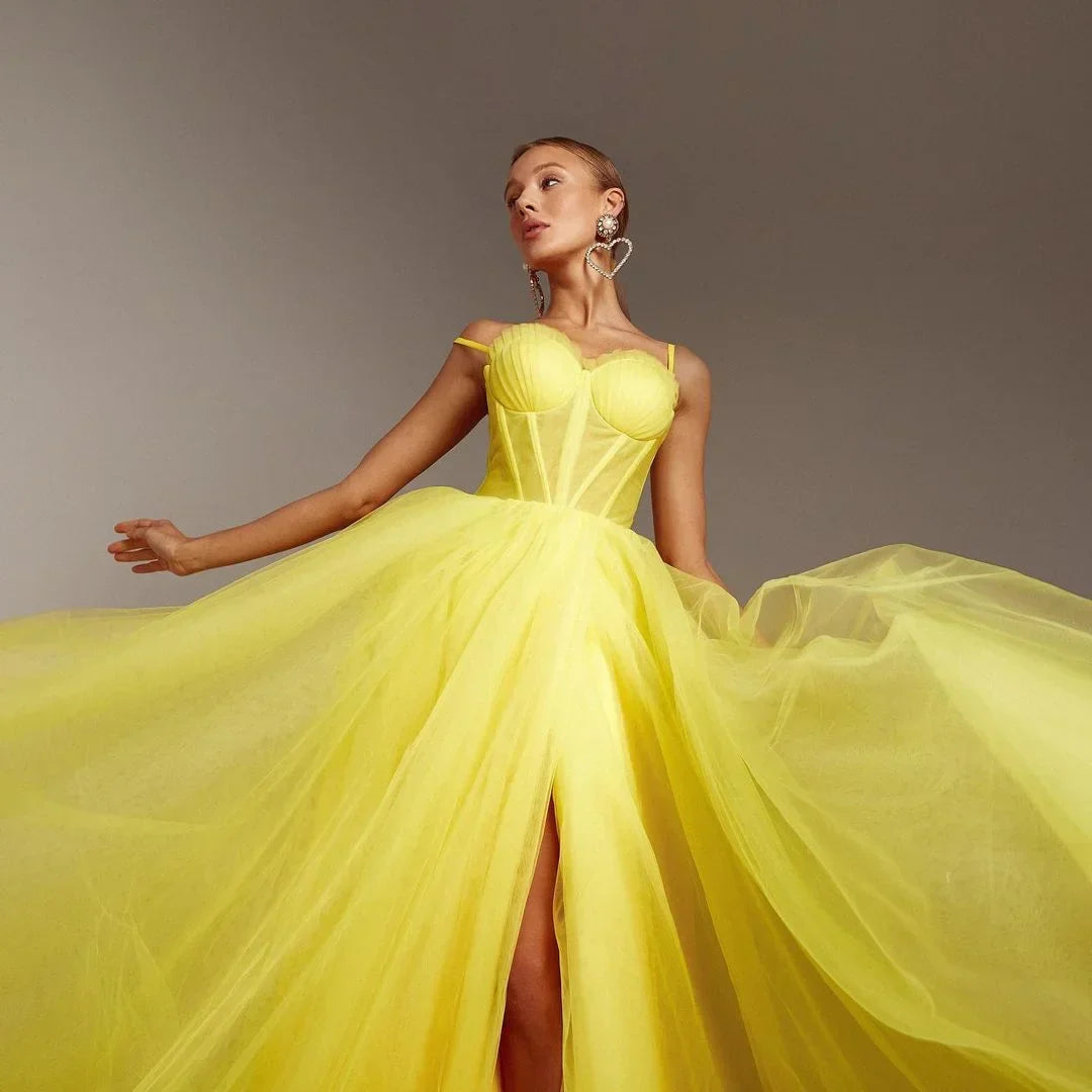 Birthday Dress for Women Luxury Woman Evening Party Dress Formal Dresses for Prom Suitable Dresses on Request Ball Gown Yellow