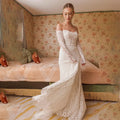 Modern High Quality Lace Bridal Grown Mermaid Wedding Dresses Detachable Long Sleeves Sweep Train Custom Made Vestido De Noival Champagne