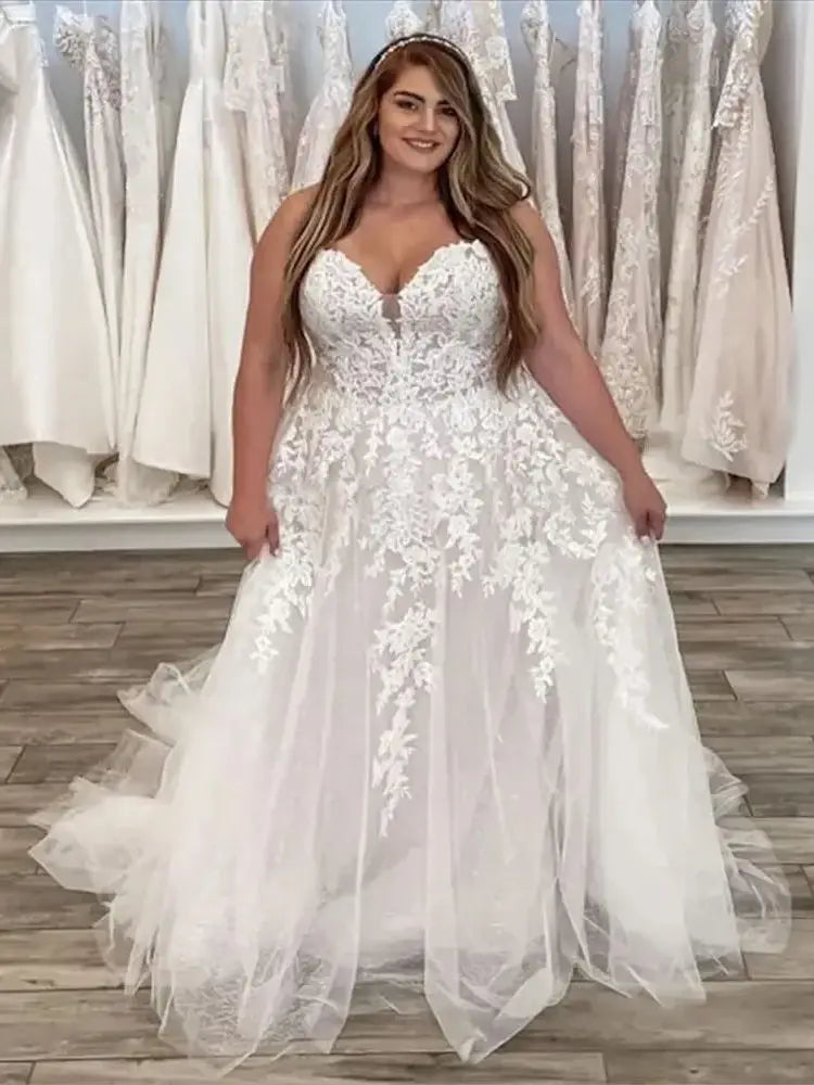 Plus Size Boho Wedding Dress Appliques Lace Country Bride Dress Elegant Women Country Civil Beach Bridal Dress vestidos de novia Picture Color