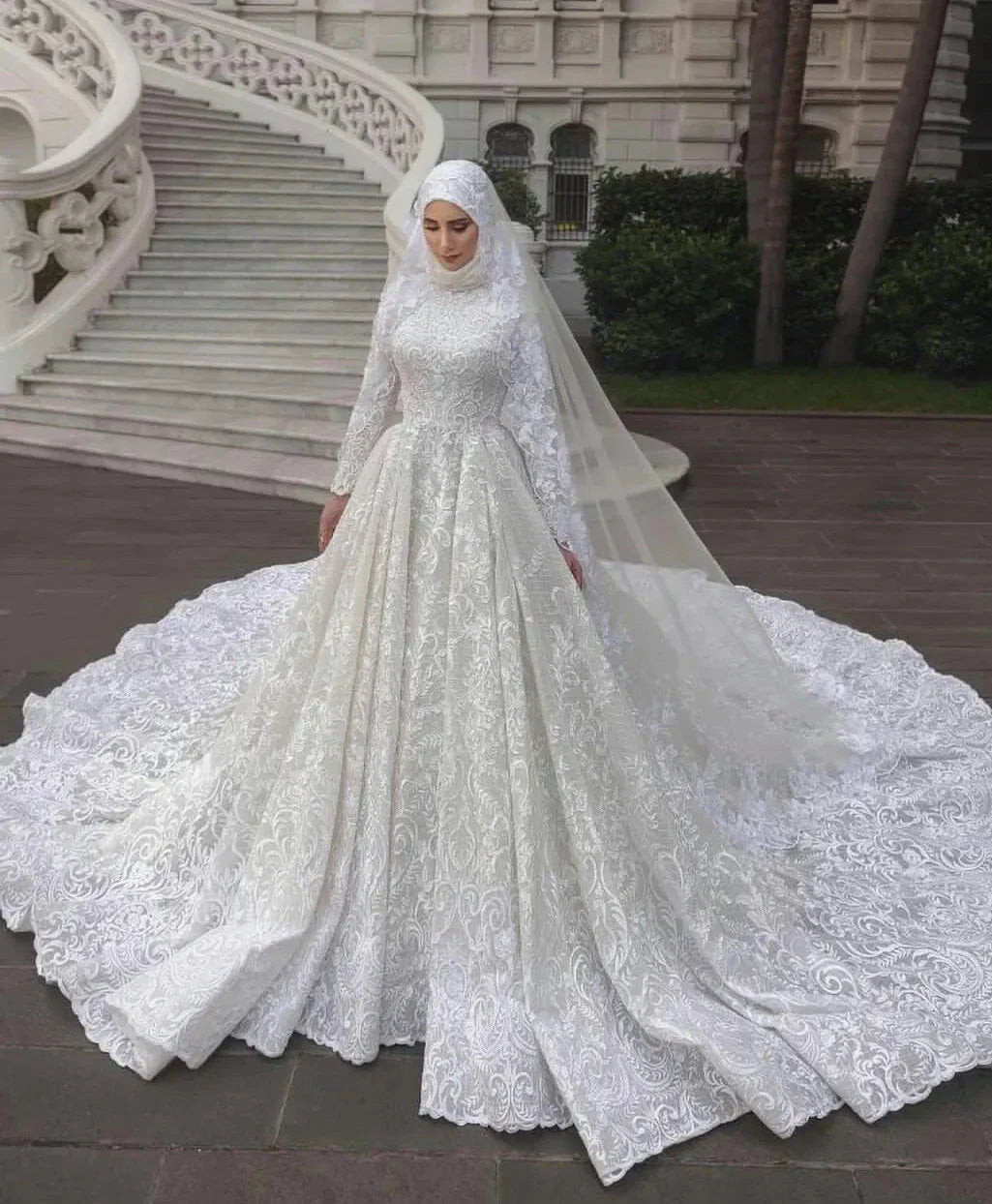 Wedding Dress A Line O Neck Long Sleeves Luxury Lace Bridal Gowns Appliques Robes De Mariees Luxe Custom