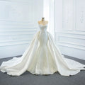 New Arrivals 2 Pieces Pearls Lace Mermaid Wedding Dress With Detachable Chapel Train Vestido De Noiva Sereia 2 Em 1 14W