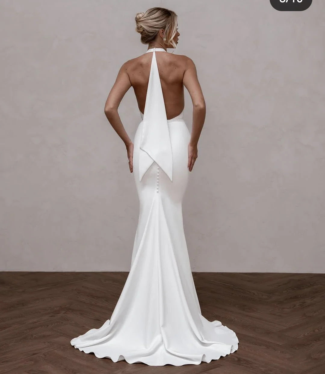 Sexy Satin Backless Mermaid Wedding Dress For Women Halter Sleeveless For Women Customzie To Measures Sleevelss Bridal Gowns